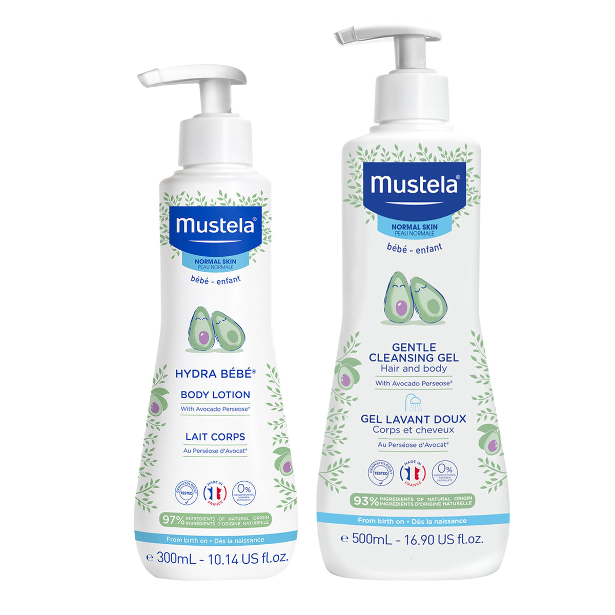 Mustela Gentle Cleansing Gel bottle cleansing baby's skin and hair.