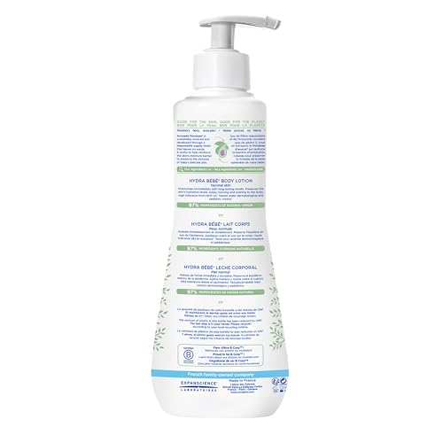 Mustela Hydra Bebe lotion texture close-up showing creamy non-greasy feel