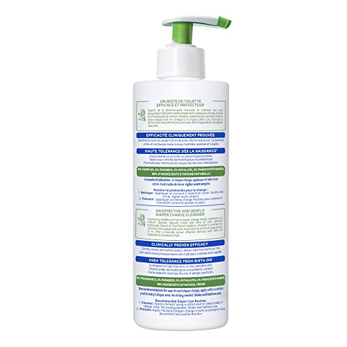 Mustela Liniment with extra virgin olive oil nourishes the diaper area during care.