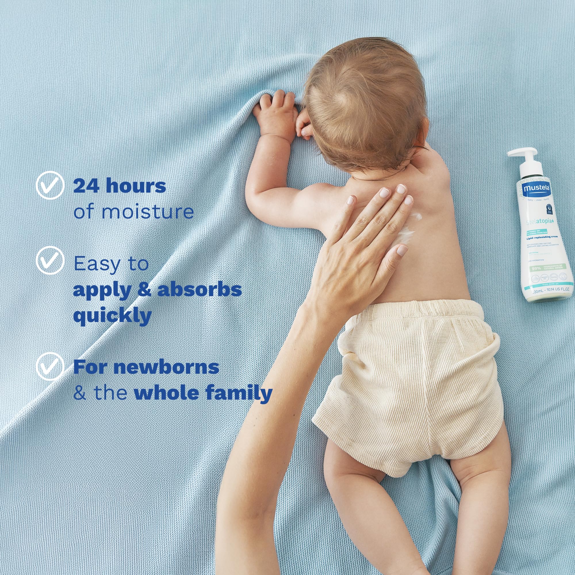 Mustela Stelatopia+ daily-use skin care for the whole family.