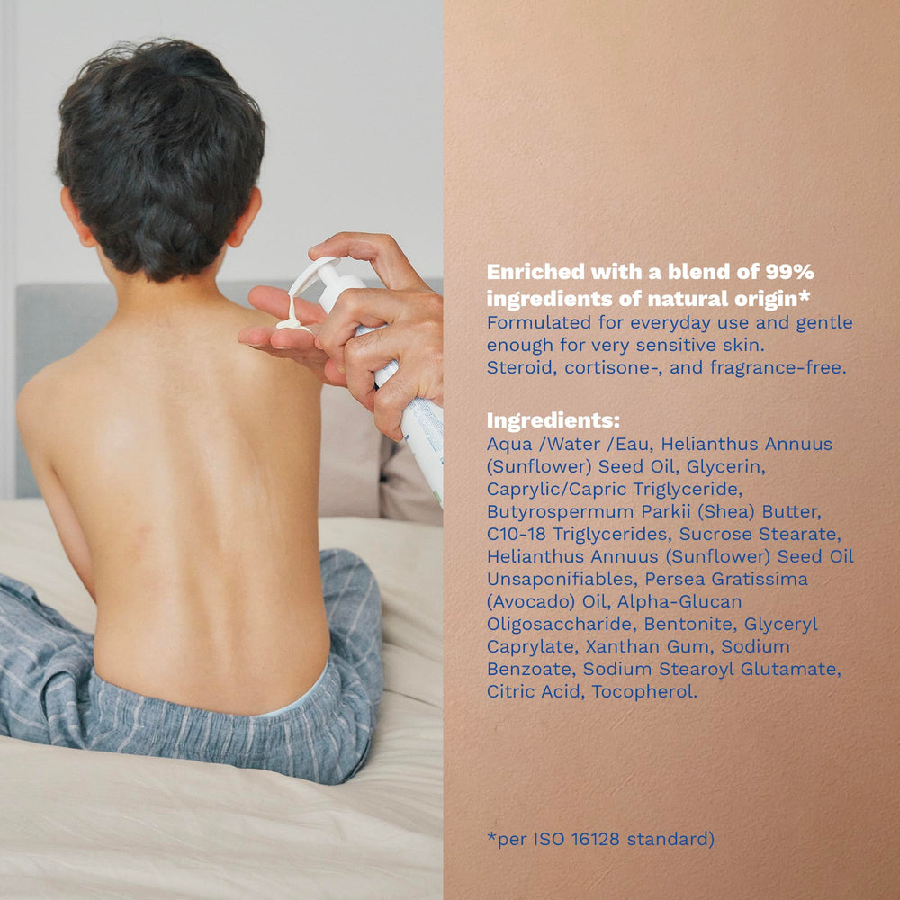 Mustela Stelatopia+ easy absorption application on skin.