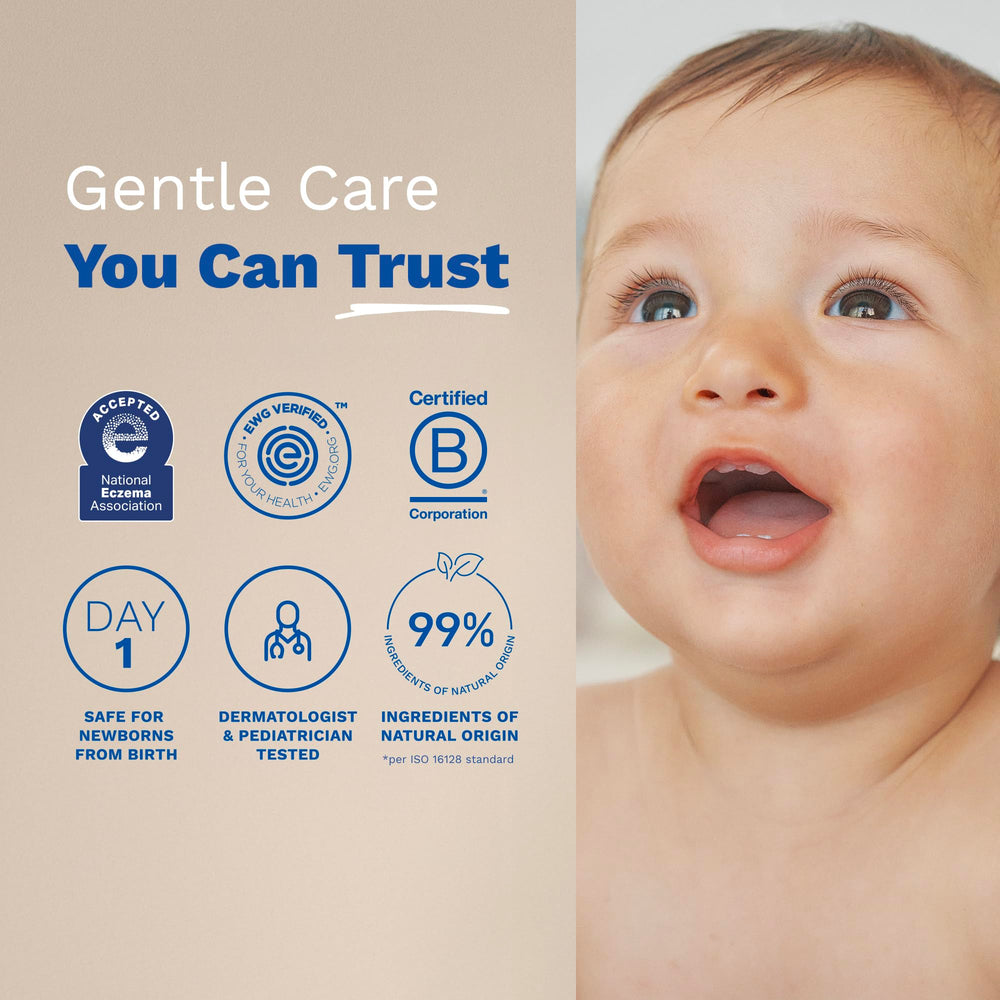 Mustela Stelatopia+ natural-origin ingredients showcased in formula.
