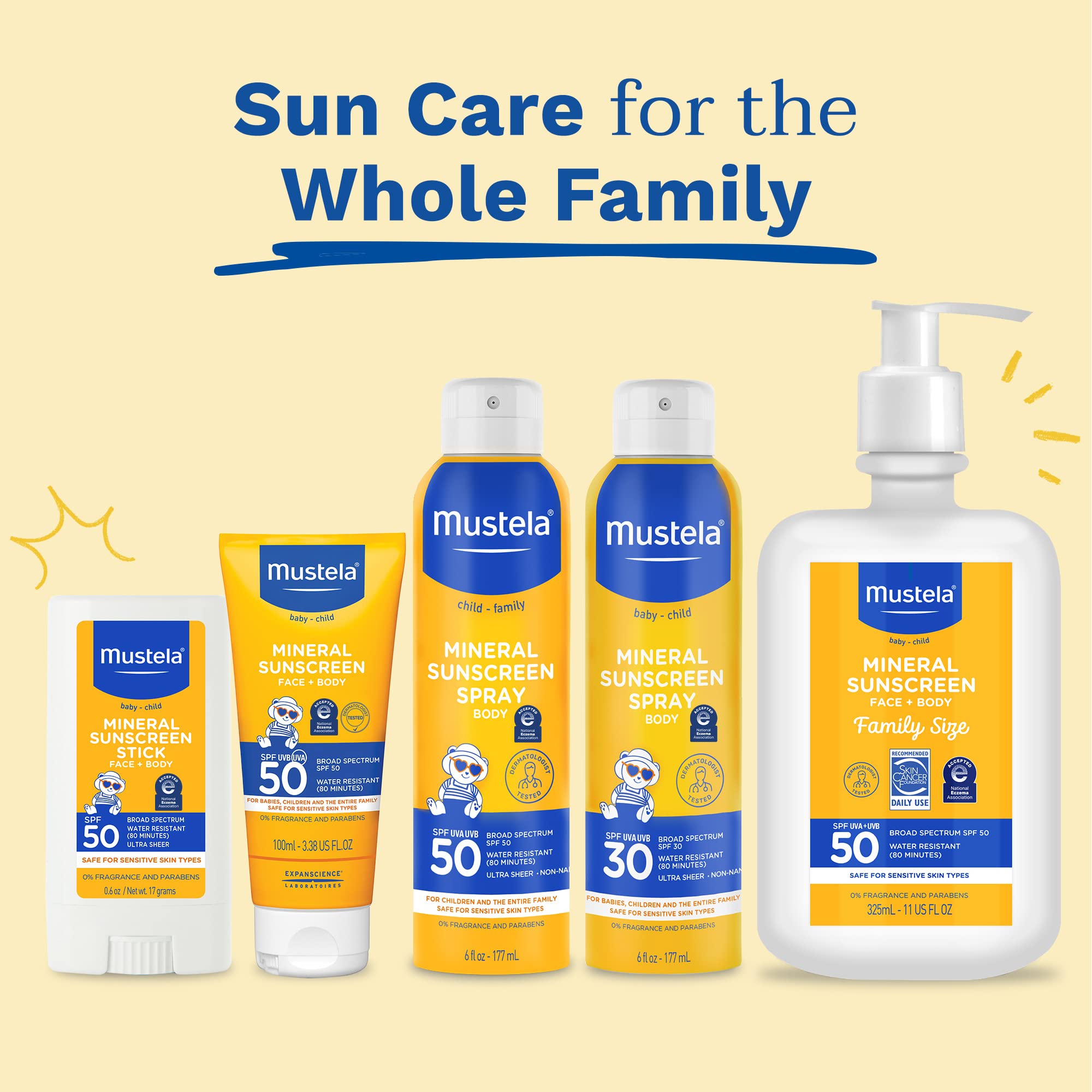 Mustela Sunscreen Spray usage reminders for reapplication outdoors