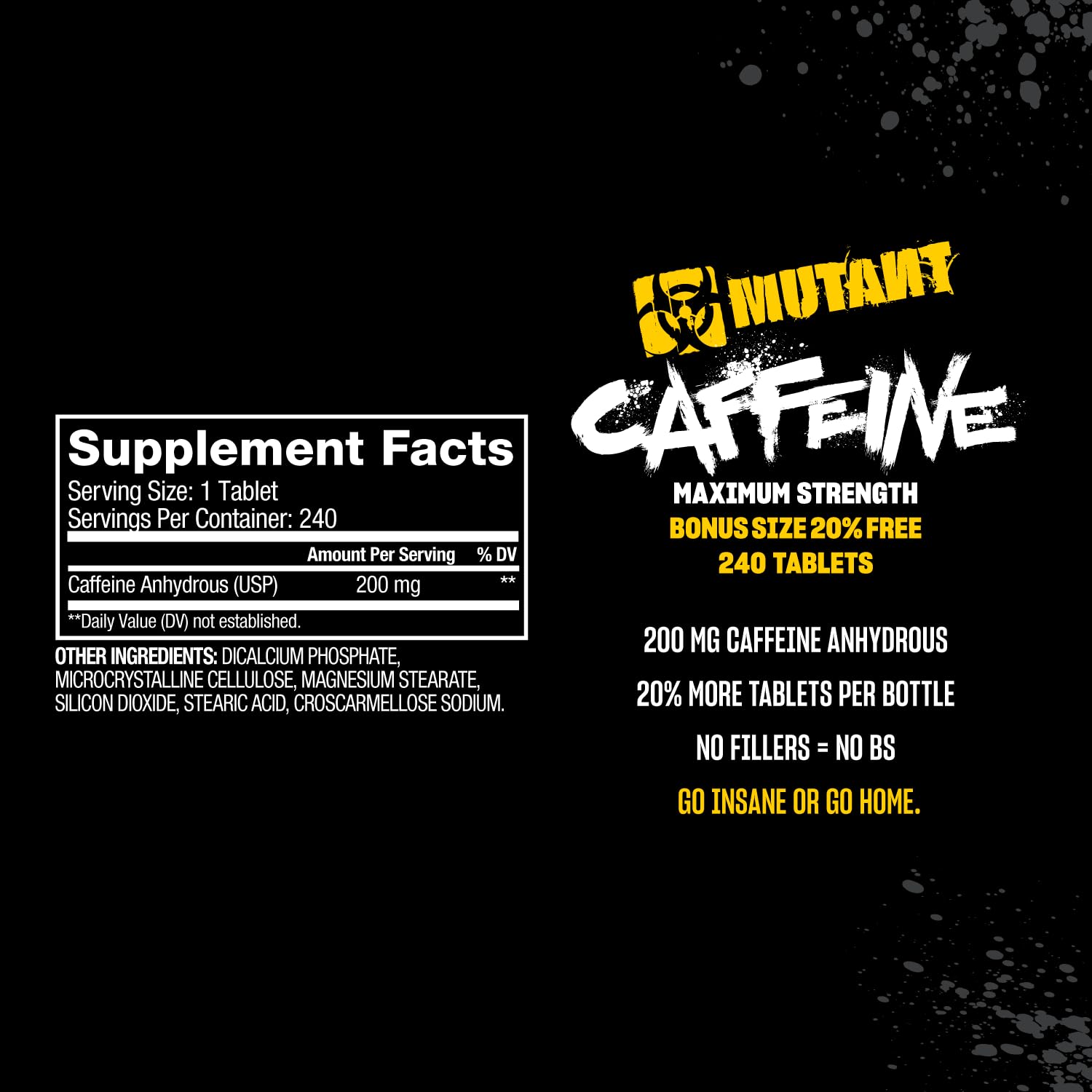 Mutant Caffeine Pills bottle open for easy dispensing in daily use