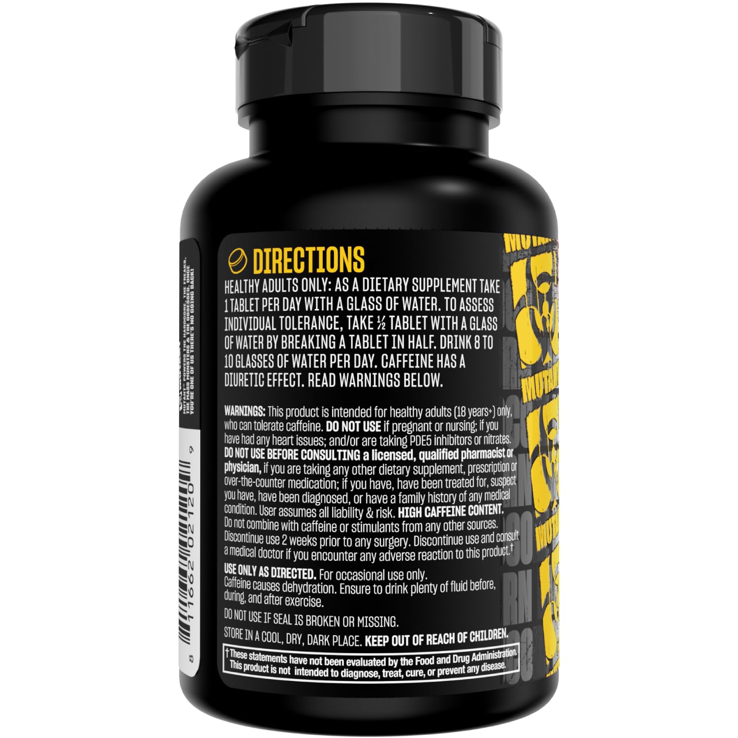 Mutant Caffeine Pills dosage close-up illustrating a straightforward caffeine formula