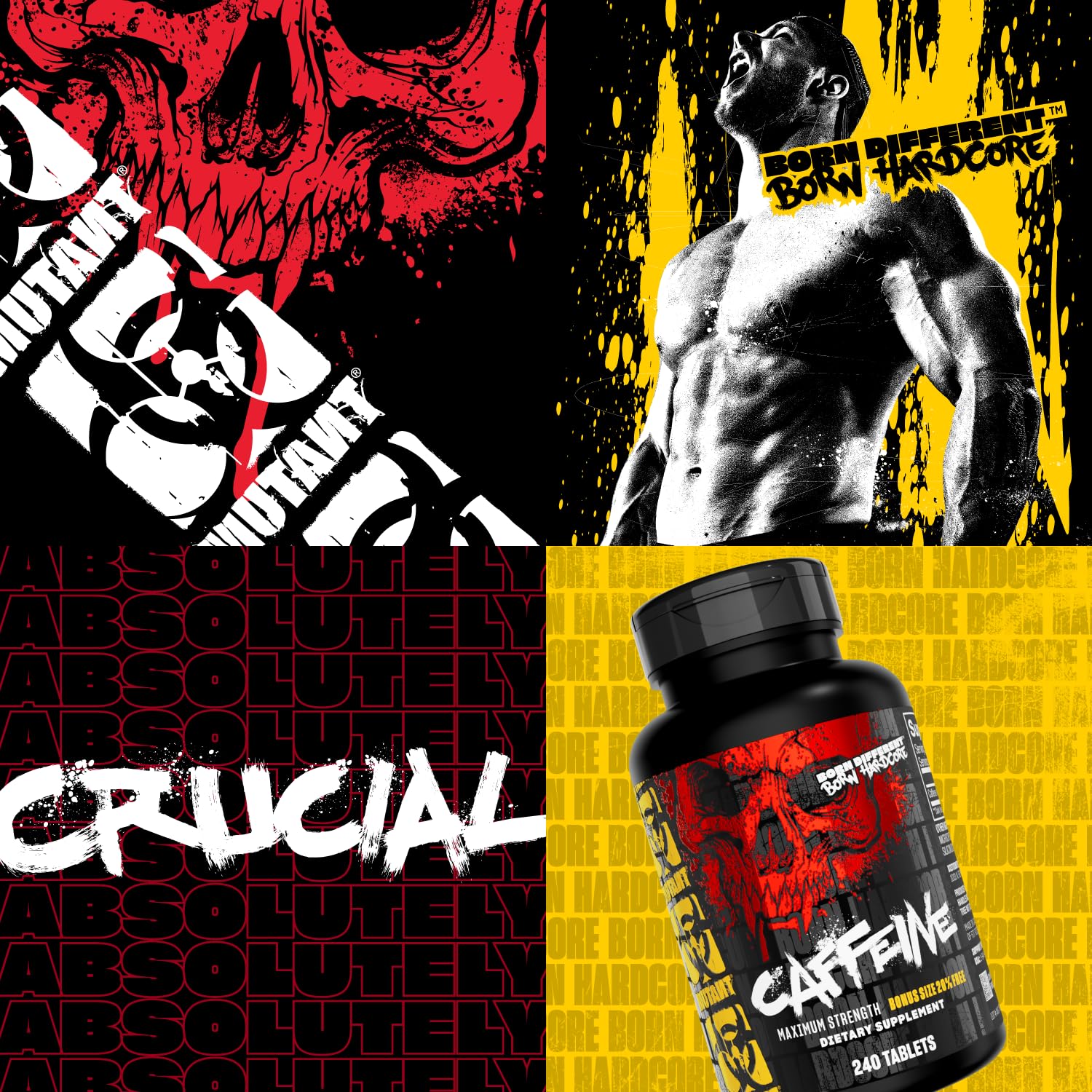 Mutant Caffeine Pills in a gym scene suggesting pre-workout focus