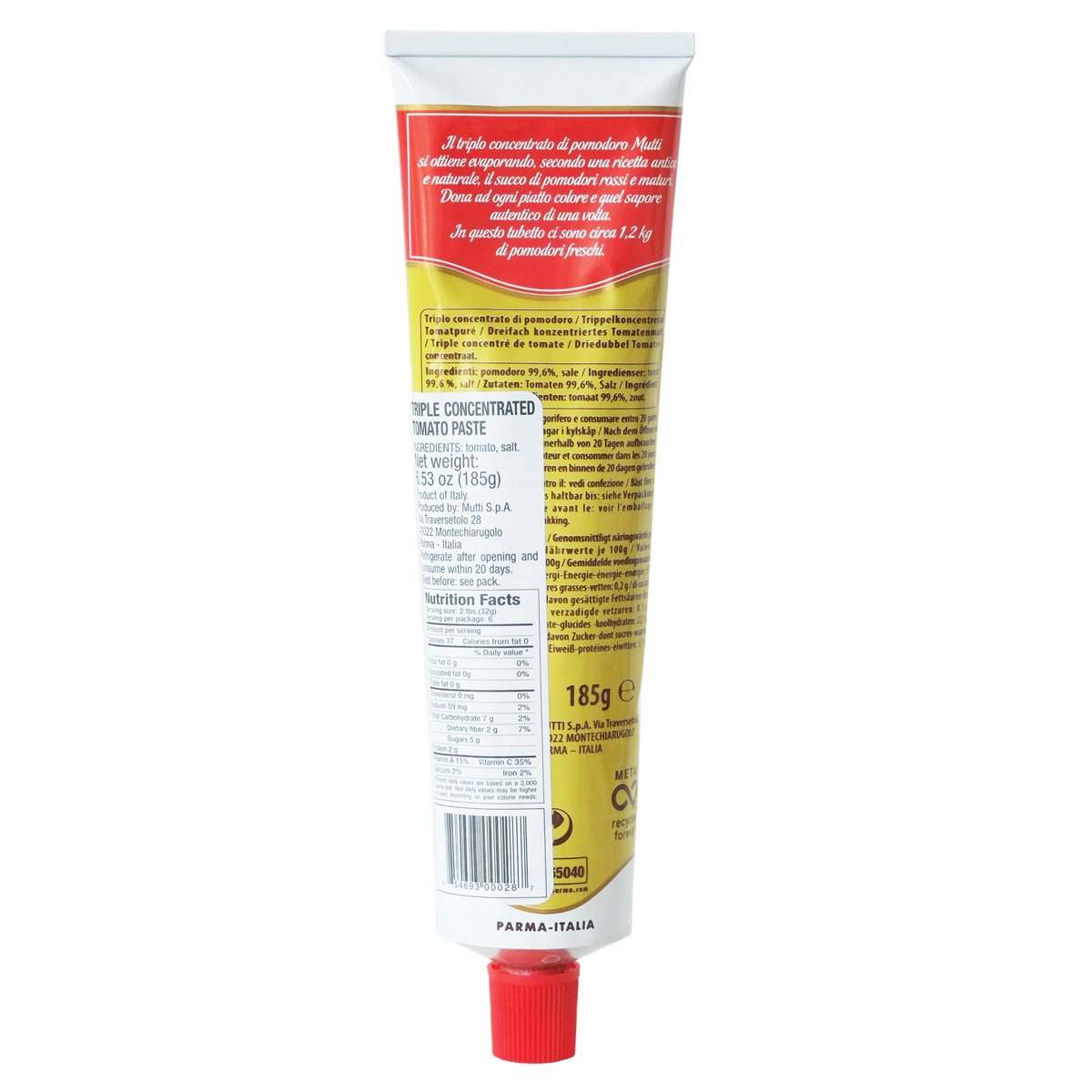 Mutti tomato paste dispensing tube ready for sauces and braises
