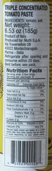 Mutti tomato paste tube showing ingredients and packaging for pure, simple flavor