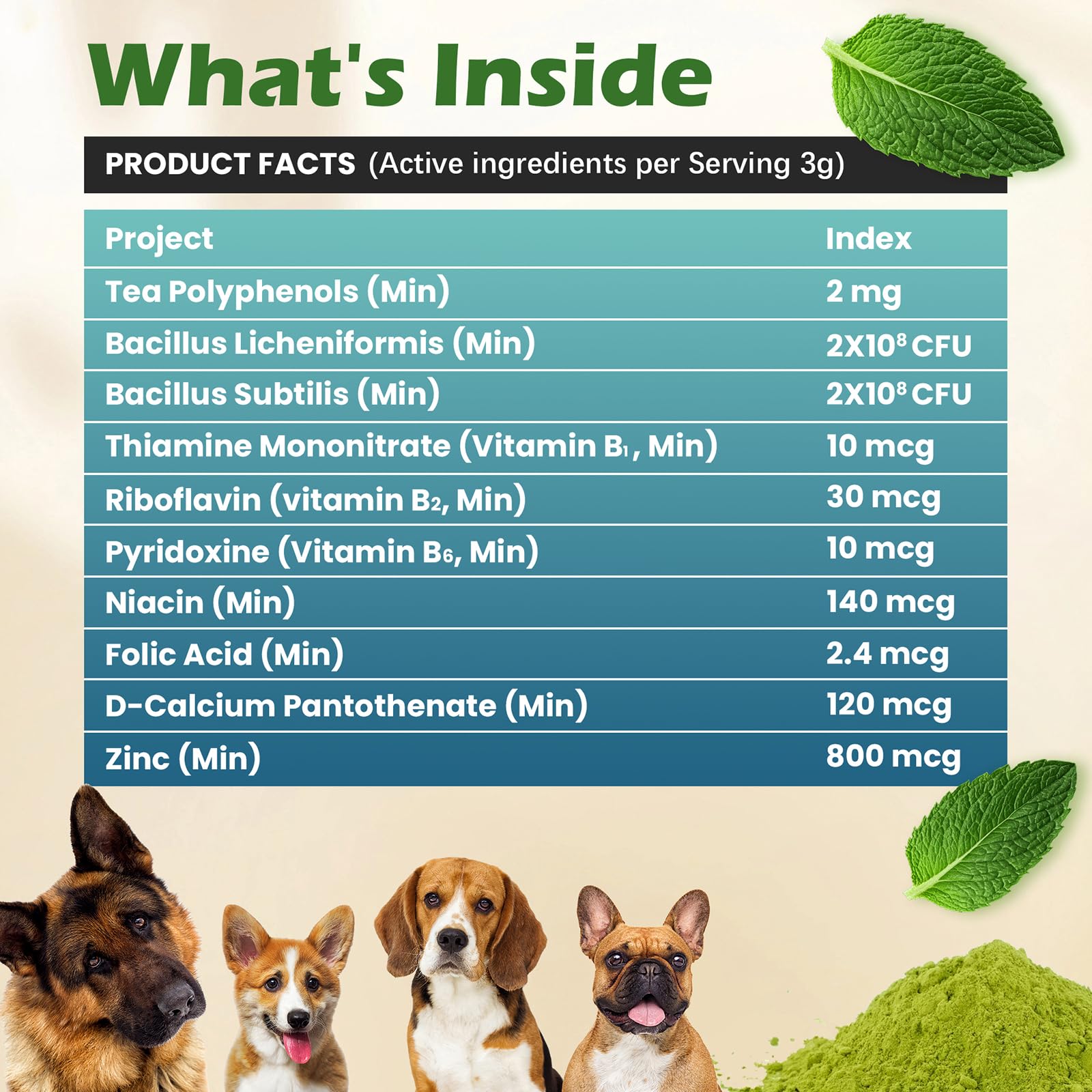Green tea mint infusion in MuuDew formula helps fresh breath