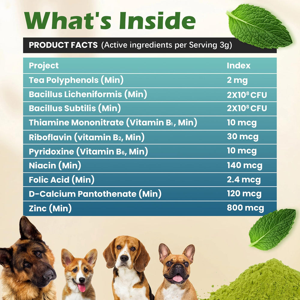 Green tea mint infusion in MuuDew formula helps fresh breath