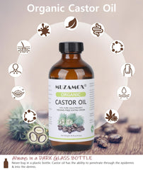 MUZAMOX organic cold pressed castor oil ready for skin and hair care routines