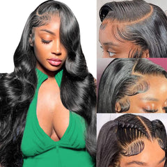 MUZOJET 13x6 lace front wig with HD body wave and natural-looking hairline