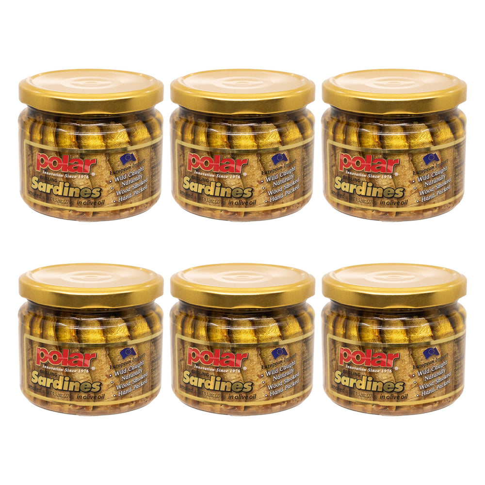 MW Polar Brisling Sardines in Olive Oil jar, ready-to-eat omega-3 goodness.