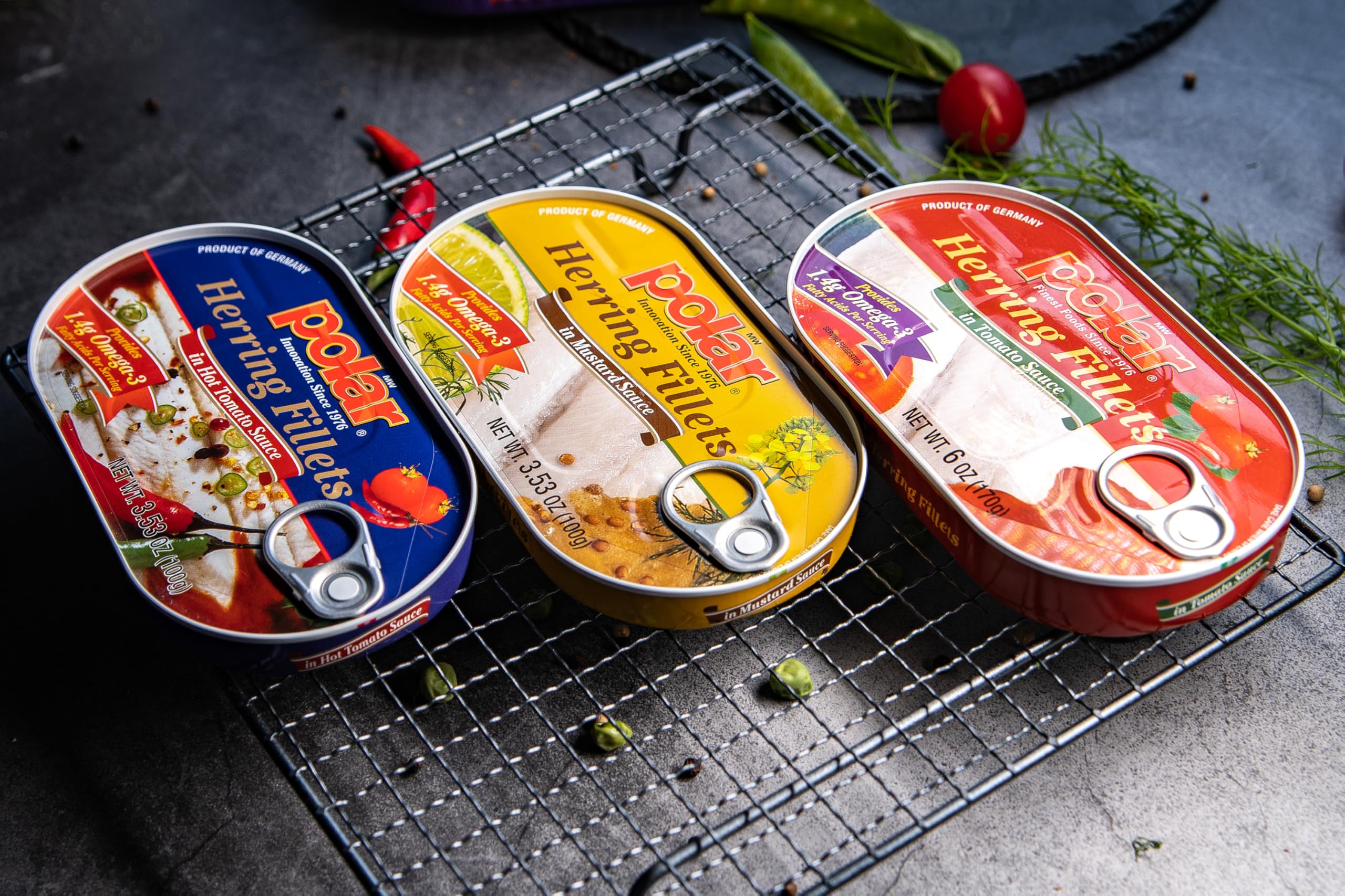 MW Polar herring on a plate, ideal for quick protein snacks.