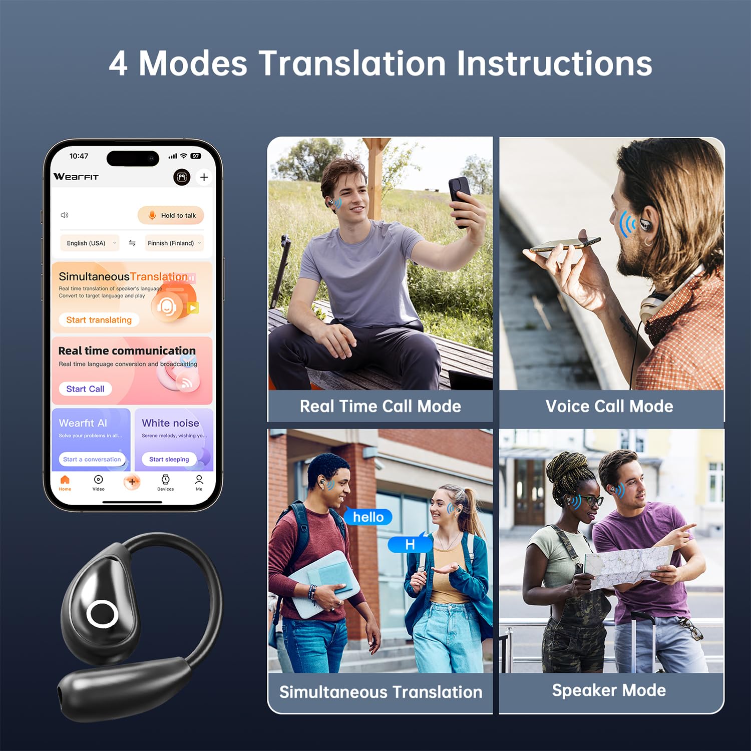 MWIRB Earbuds Hi-Fi sound delivers immersive music and clear translations.
