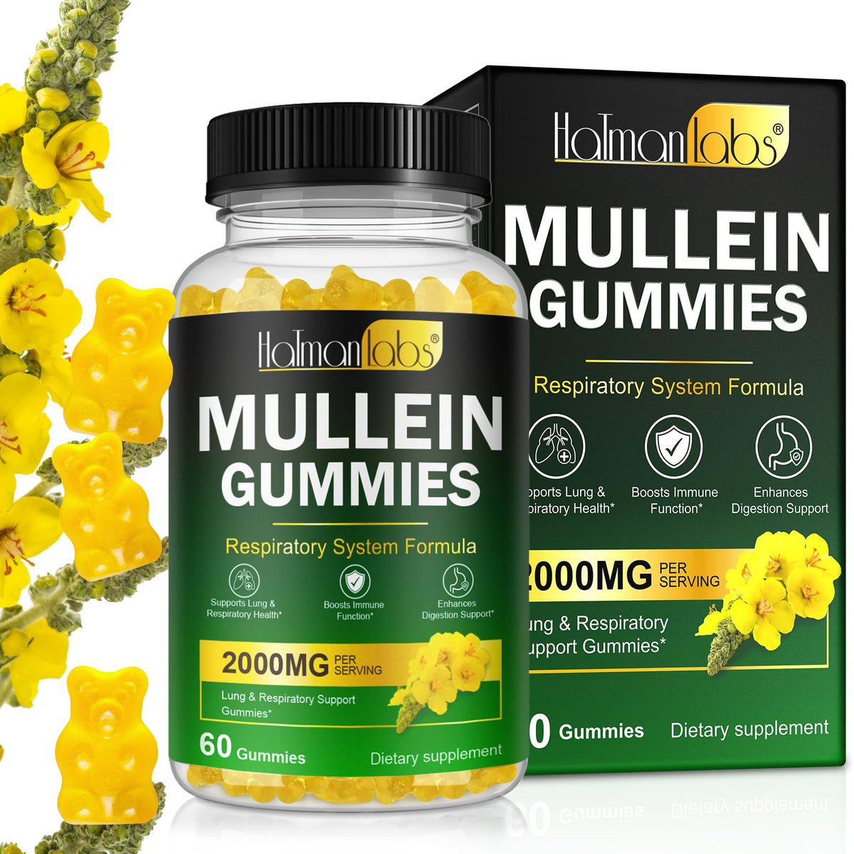 MXCZBSM Mullein Gummies for lungs pear flavor close-up, chewy texture for support