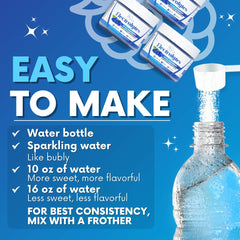 Blue Raspberry electrolytes powder mixed in glass for caffeine-free energy and hydration.