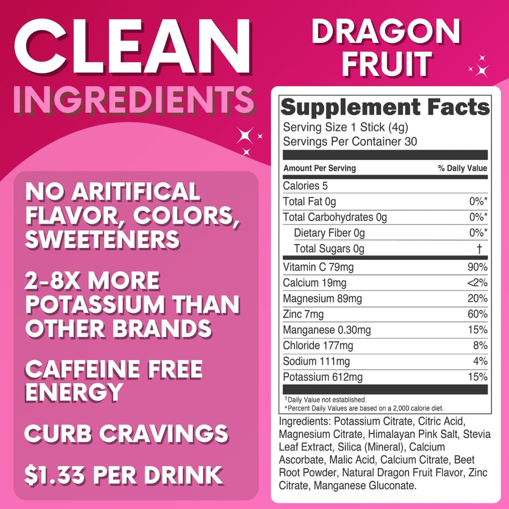 My Adventure to Fit Dragon Fruit Electrolytes Stick packaging front showing on a table