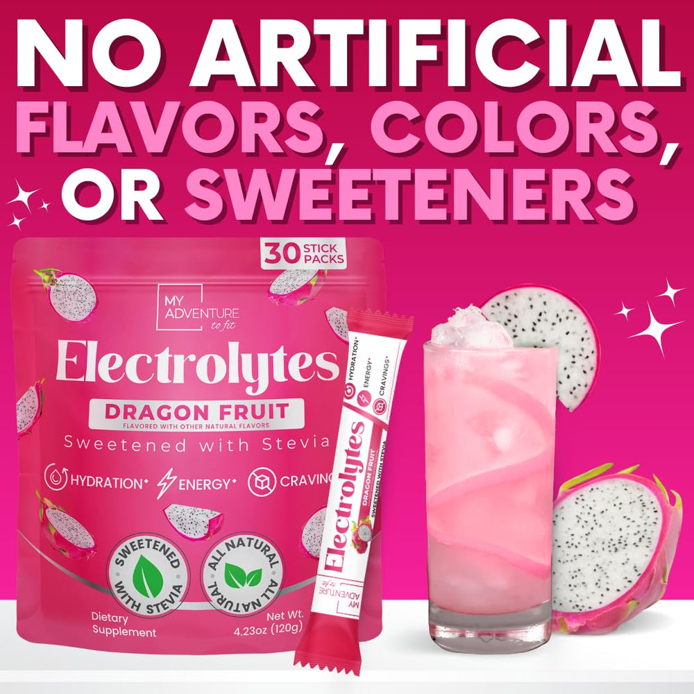 My Adventure to Fit Dragon Fruit Electrolytes Stick dissolving in water with zero sugar