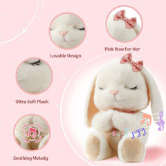 MyMateZoe praying-bunny-plush invites gentle bedtime prayers with soothing melody.