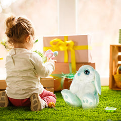 My OLi plush bunny with floppy ears highlighting a cozy Easter look.