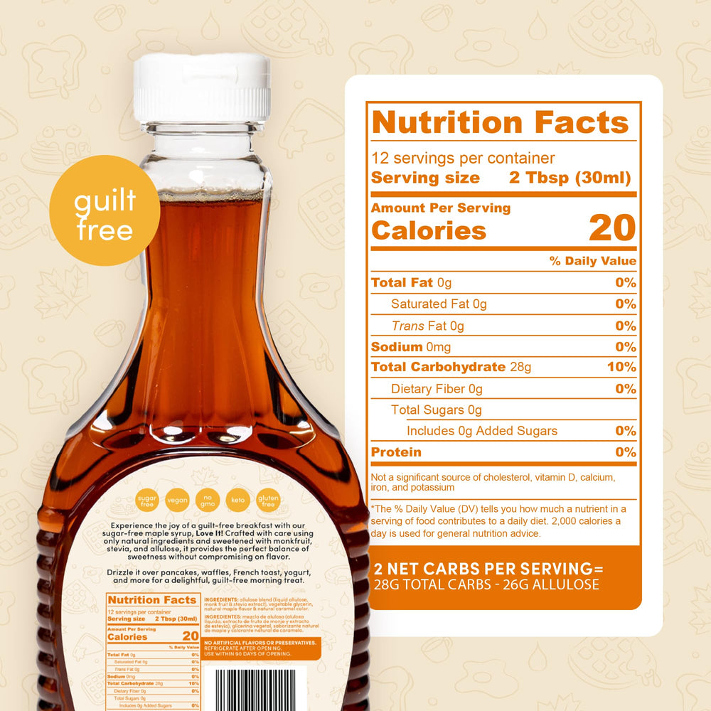 Peggy's Food sugar-free maple syrup on pancakes delivering rich maple flavor