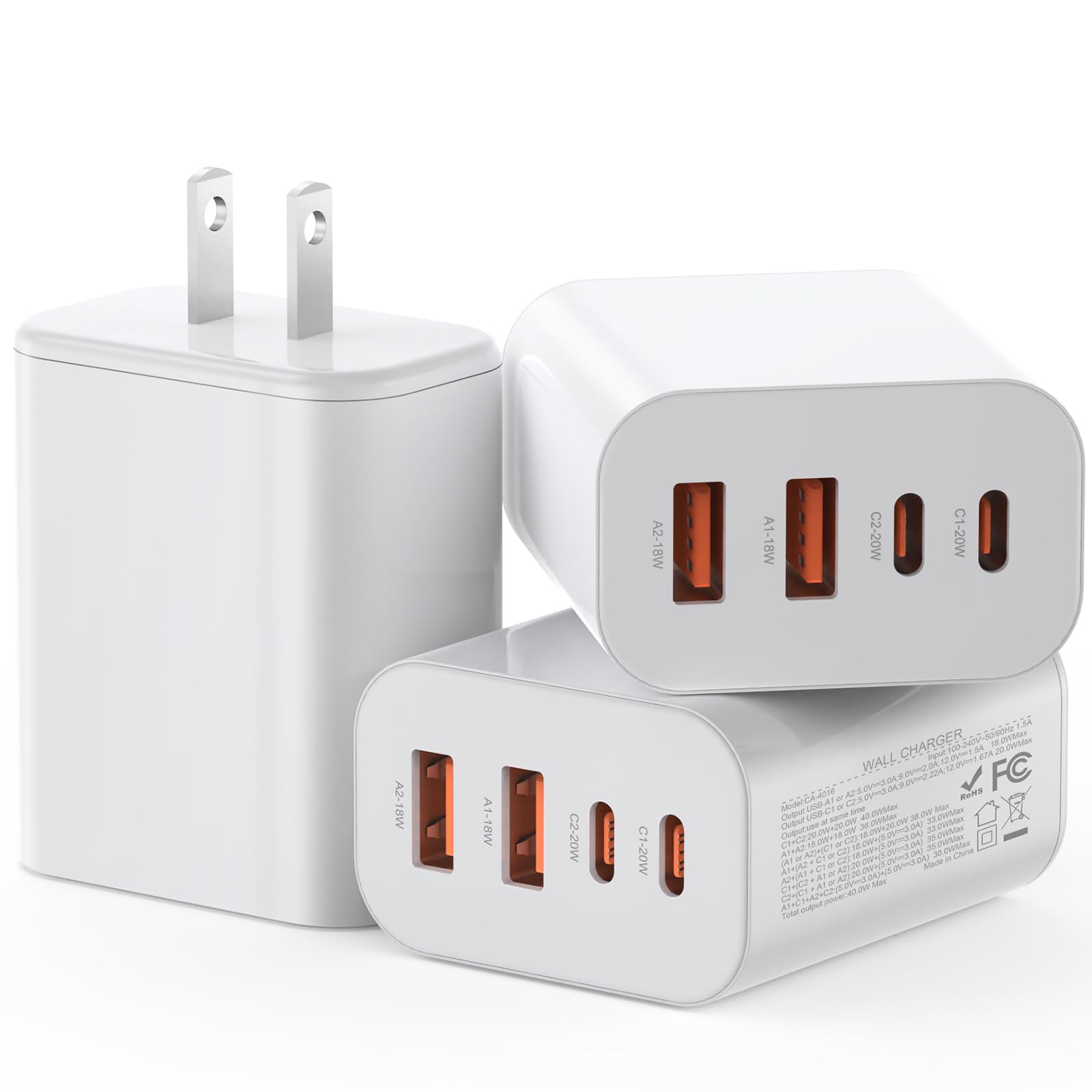 MYBEER USB-C charger block front view with four ports for fast charging