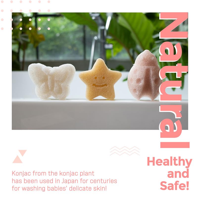 myHomeBody Konjac Baby Sponge Star shapes encourage playful bath time.