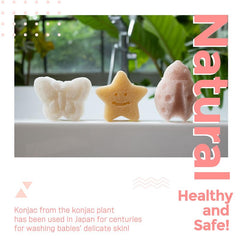 myHomeBody Konjac Baby Sponge Star shapes encourage playful bath time.