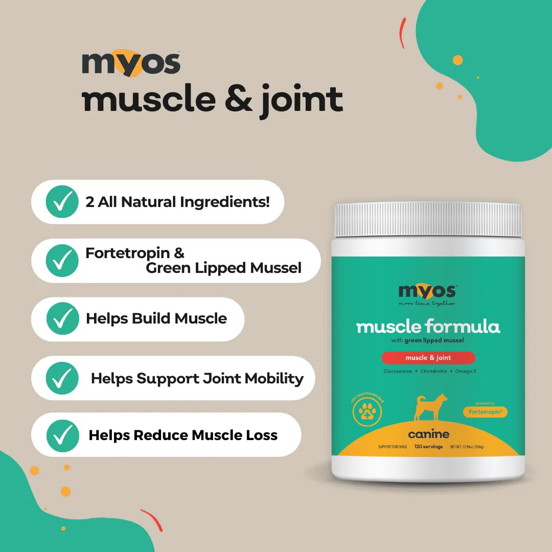 MYOS Canine Muscle Formula with glucosamine supports joint mobility