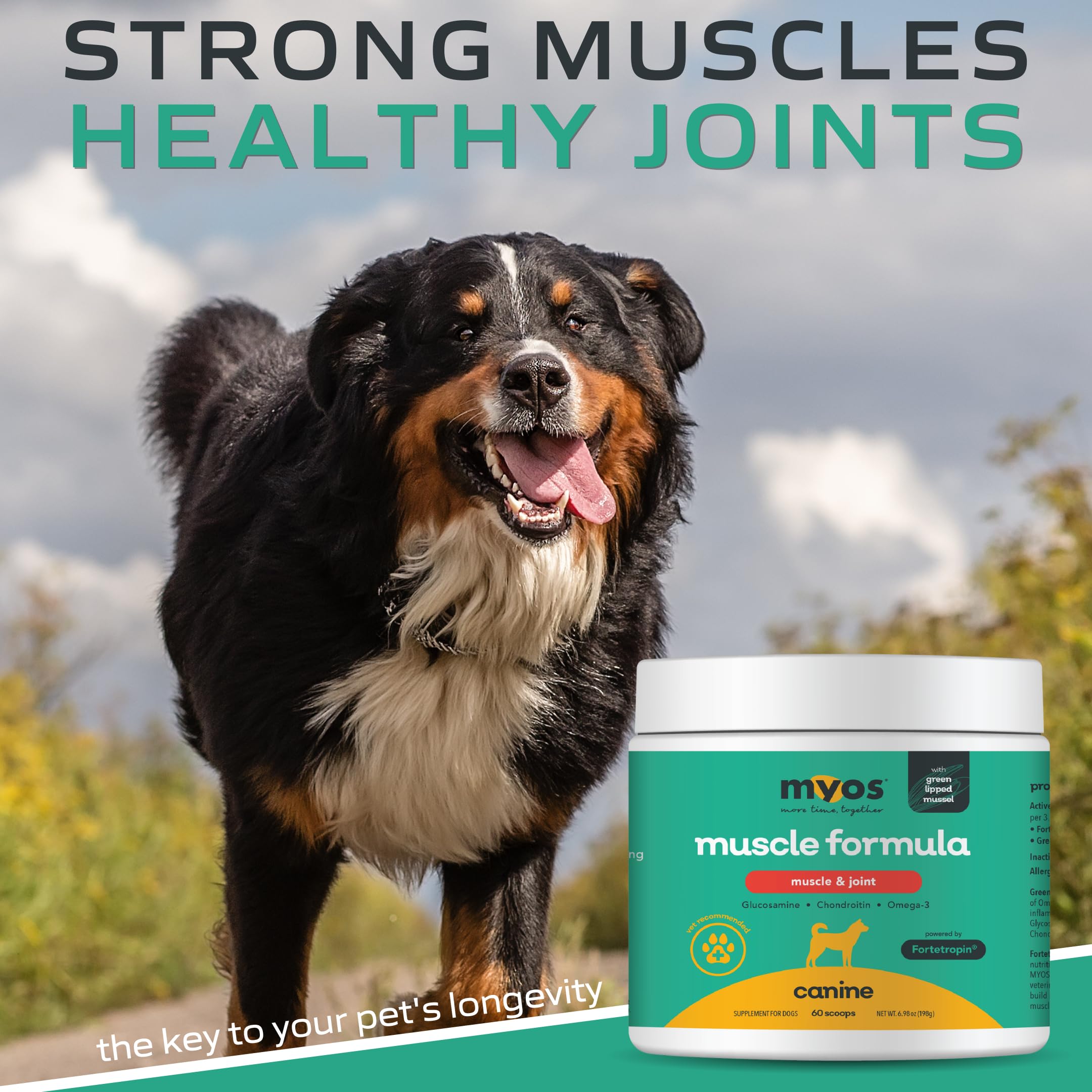 MYOS Canine Muscle Formula manufactured in the US and Germany with packaging