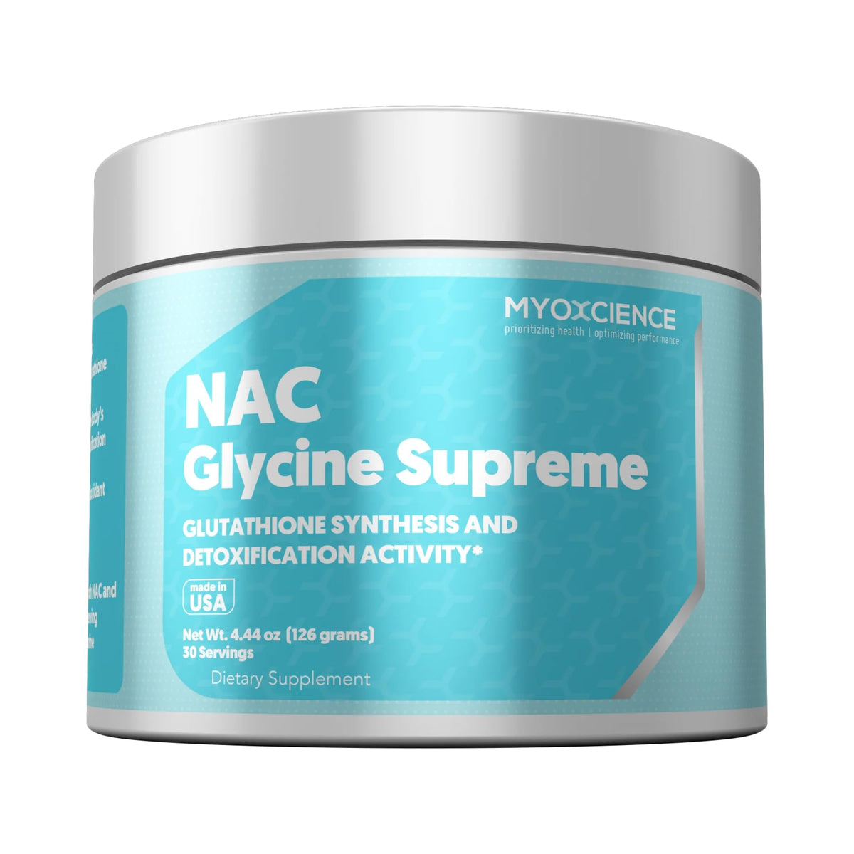MYOXCIENCE NAC Glycine Supreme bottle highlights flavor and label clarity