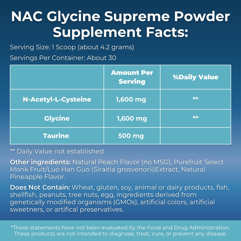 MYOXCIENCE NAC Glycine Supreme label with clear ingredients list