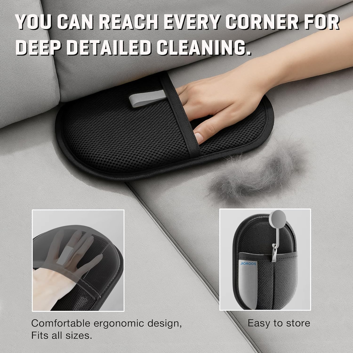 MyPera glove lifting fur from car seats for a cleaner ride