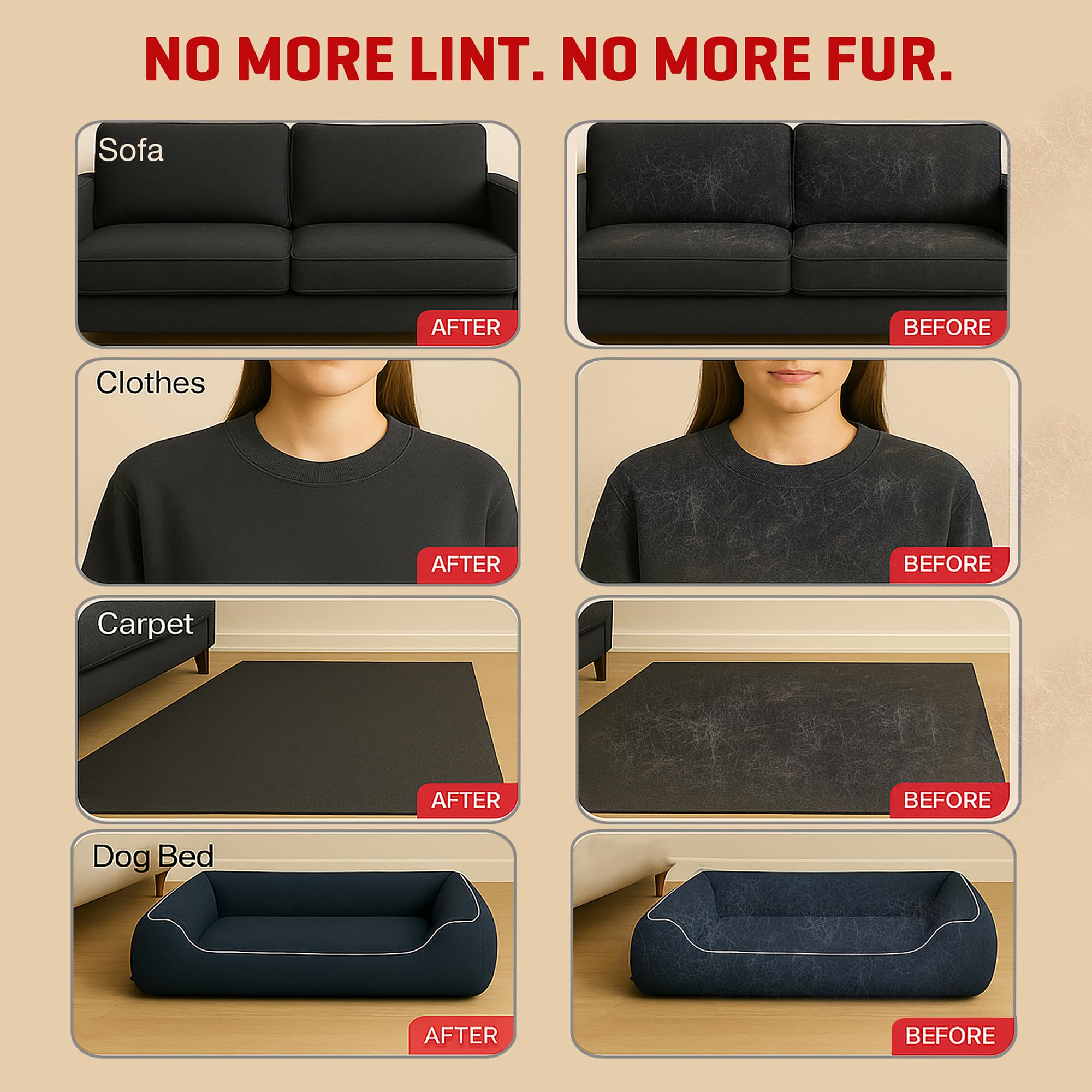 MyPera glove removing pet hair from fabric and clothes efficiently