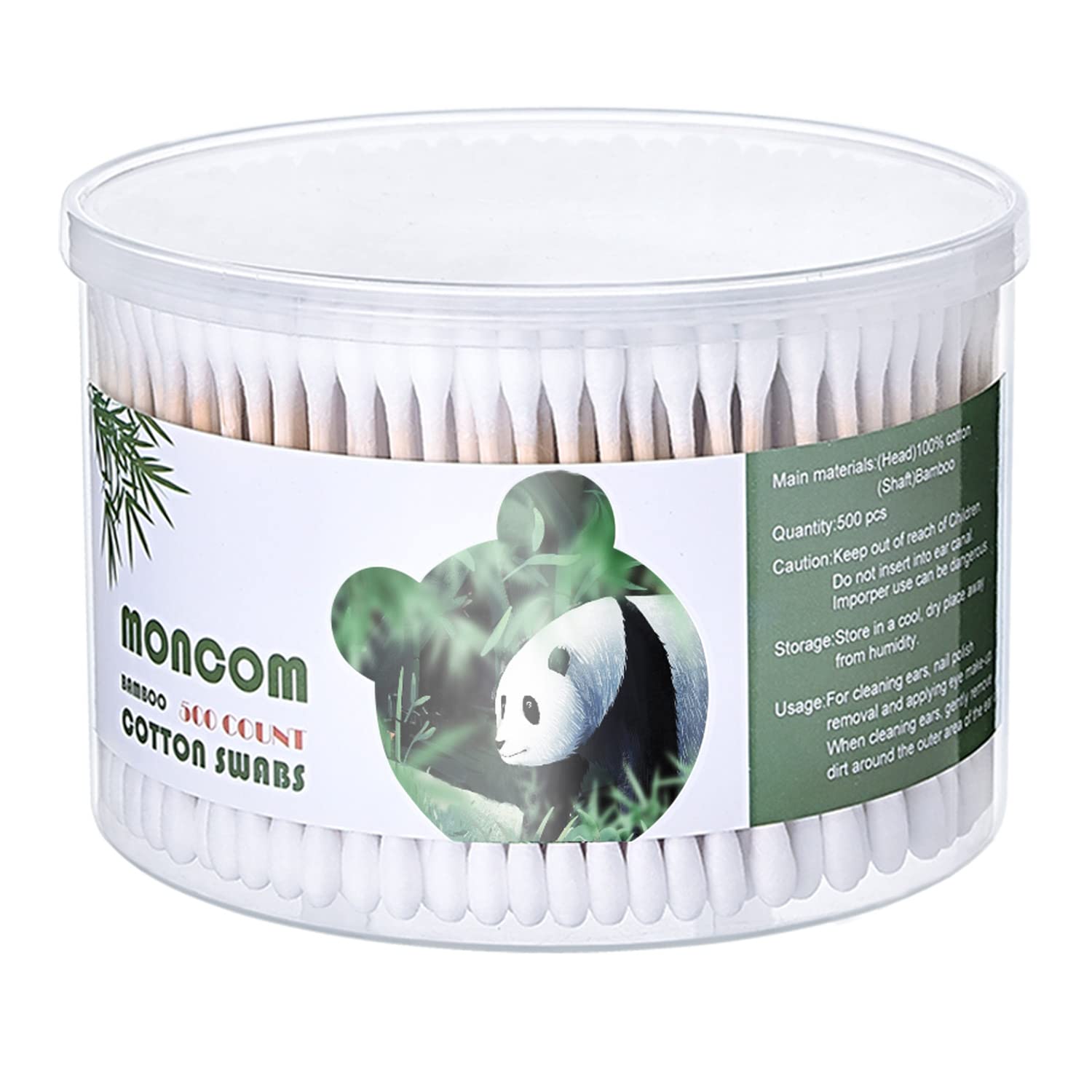 MYQIPGD MONCOM cotton swabs with round tips for precise makeup application and gentle cleaning.