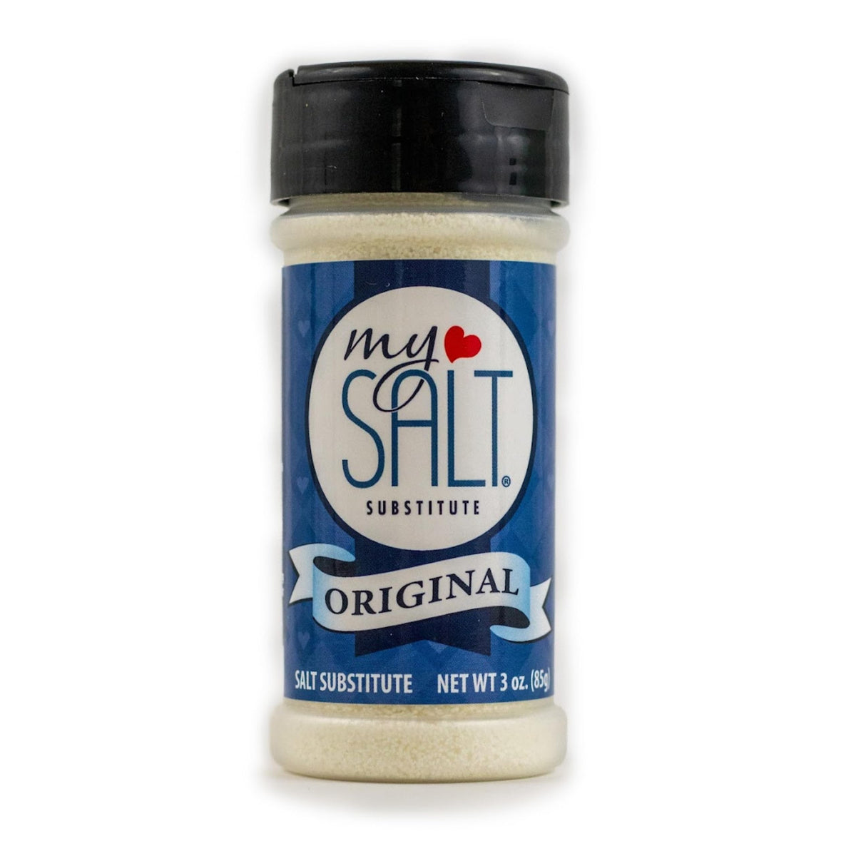 MySALT sodium-free bottle pour shows a clean, salt-like finish for cooking.