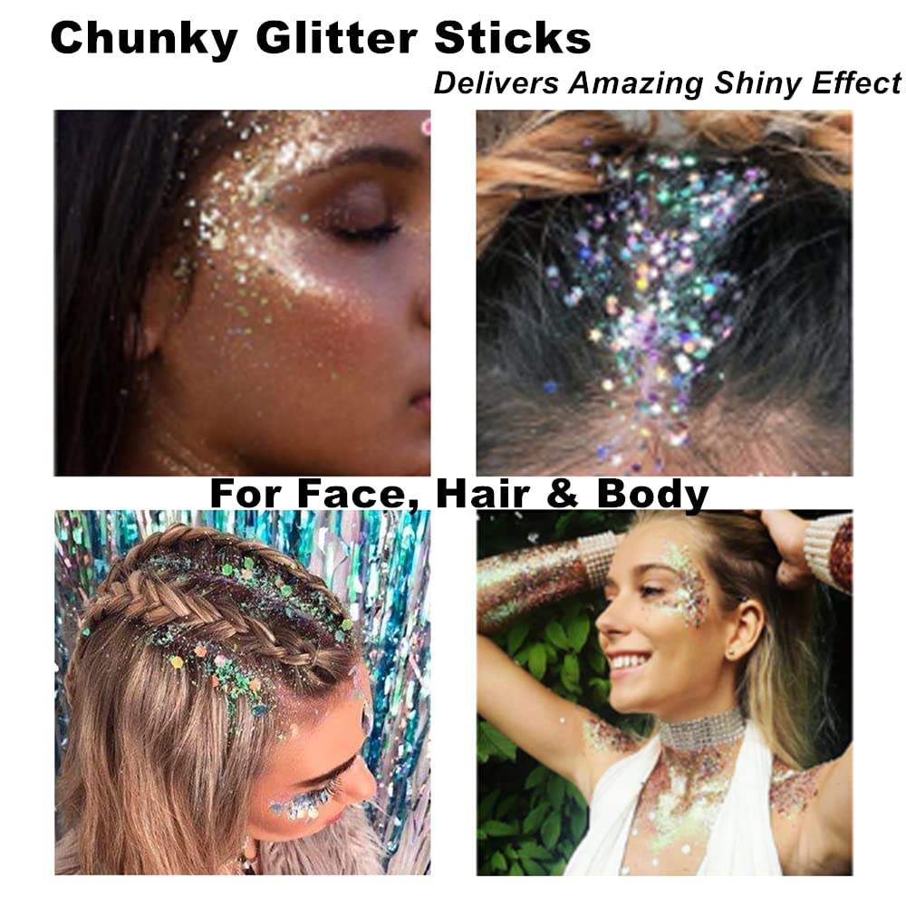 Mysense Glitter Stick on collarbone delivers luminous shimmer with movement.