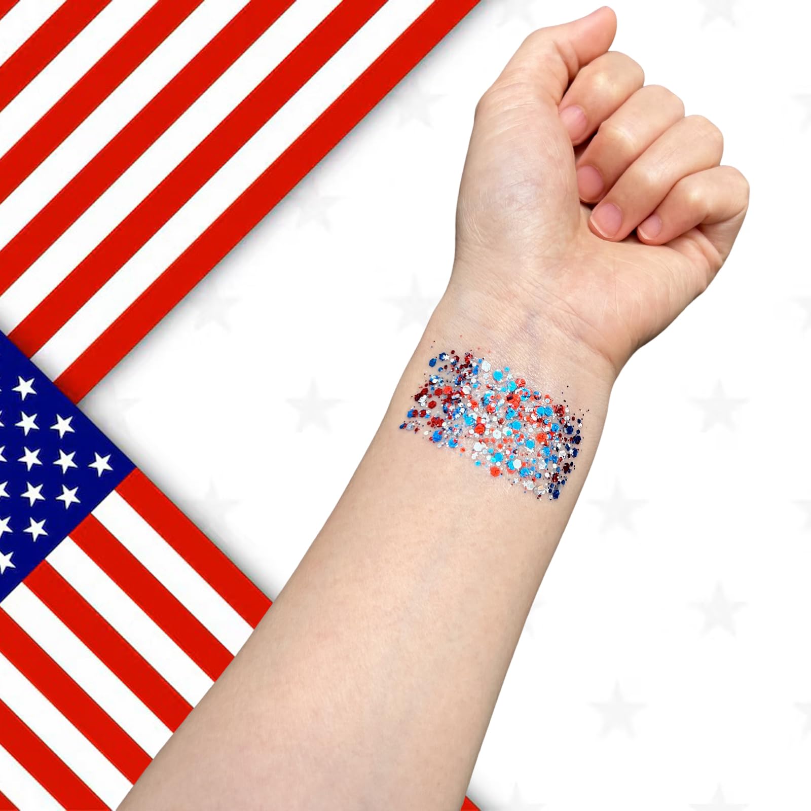 Mysense Patriotic Glitter Stick lasts through heat and outdoor activities.