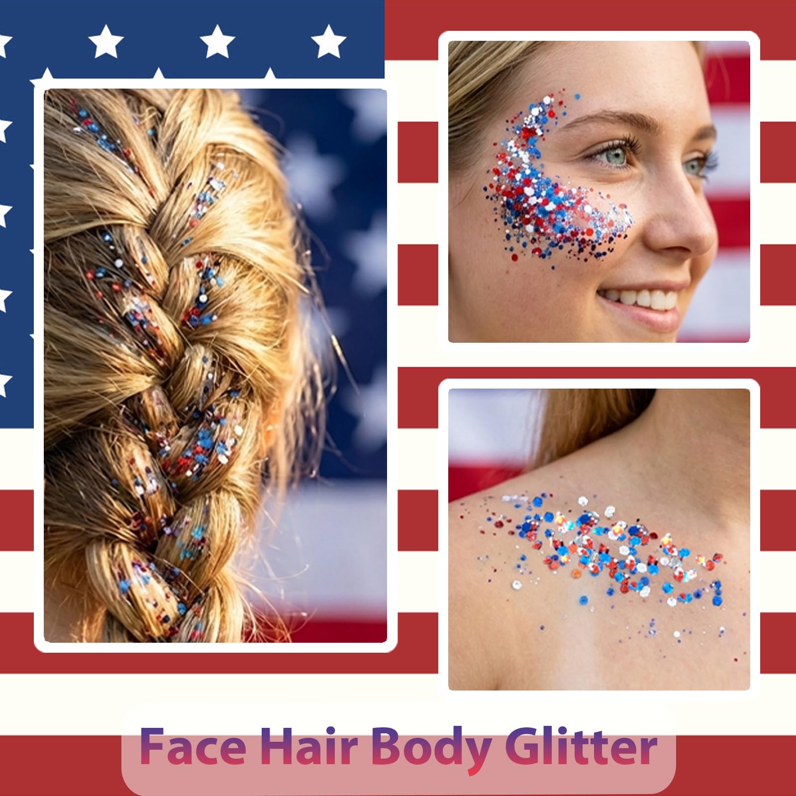 Mysense Patriotic Glitter Stick enhances shoulders for bold festive looks.