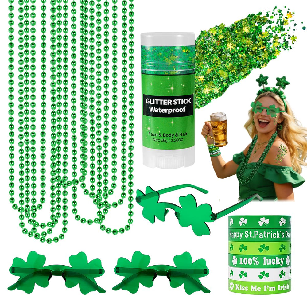 Mysense St Patrick's Day glitter stick with four-leaf clovers for radiant facial shimmer