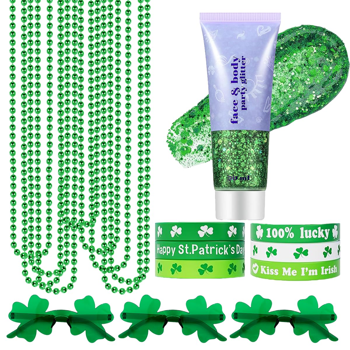 Mysense glitter-tube for St. Patrick's Day makeup and festive shine.