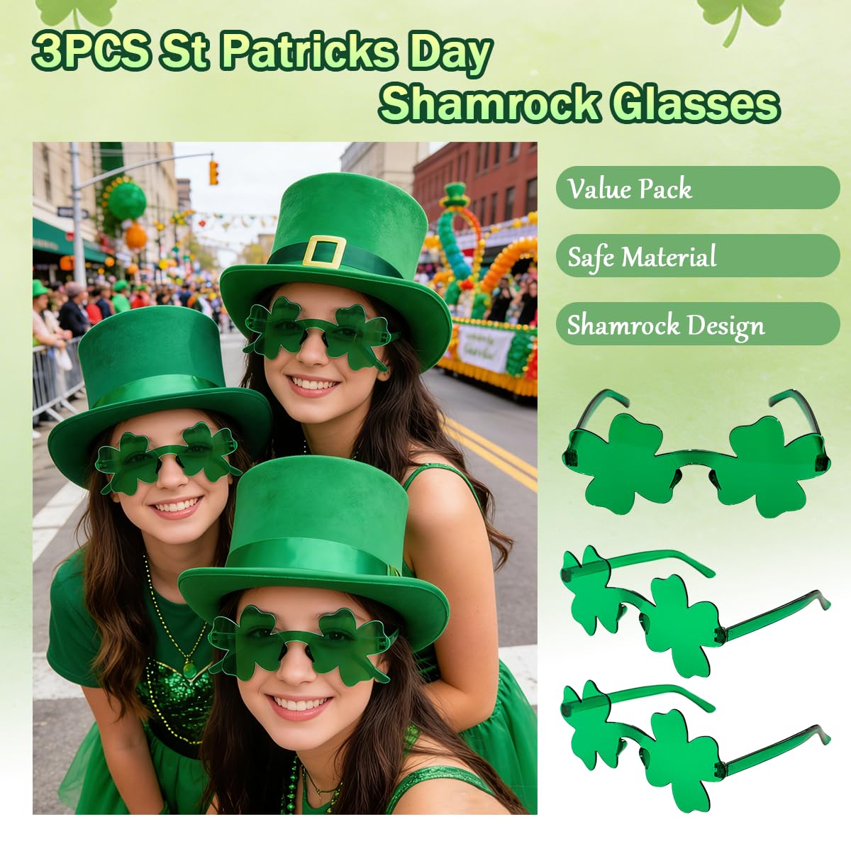 Mysense shamrock-detail enhances classic Irish festive charm.