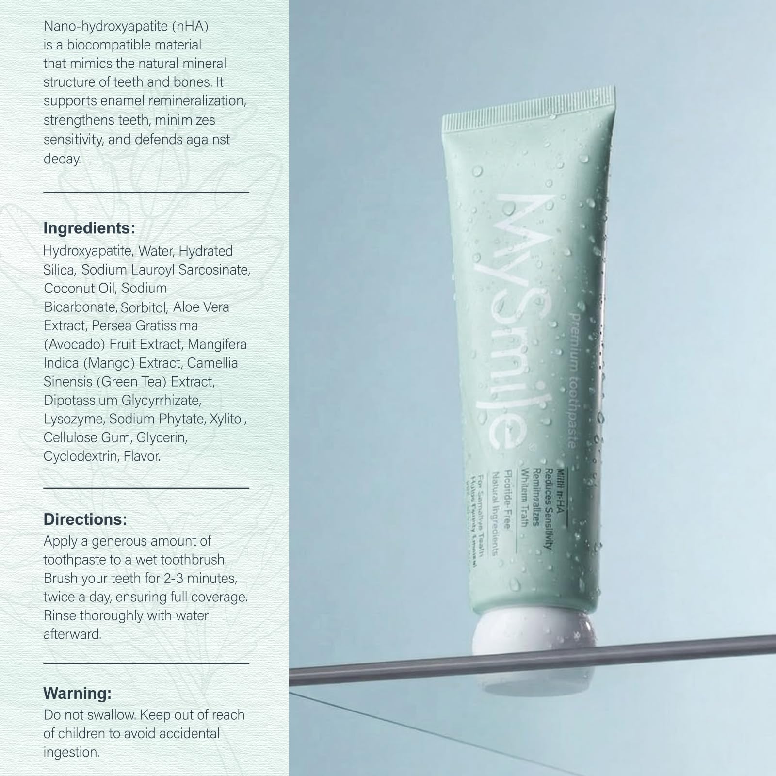 MySmile daily-use adult toothpaste stands in a routine brushing setup.