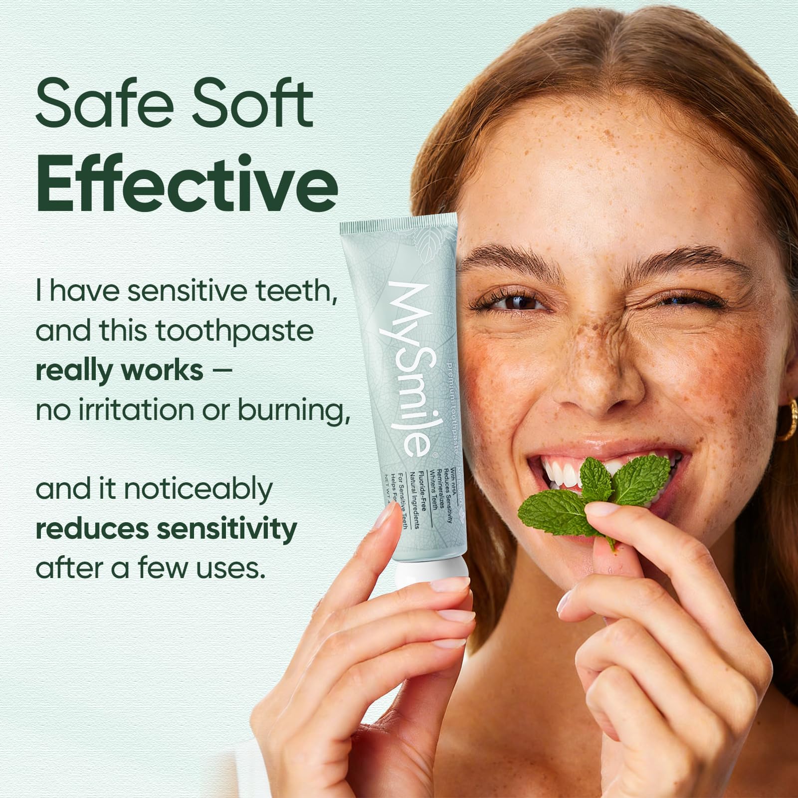 MySmile plant-based ingredients with tea tree and coconut oil for clean, mindful care.