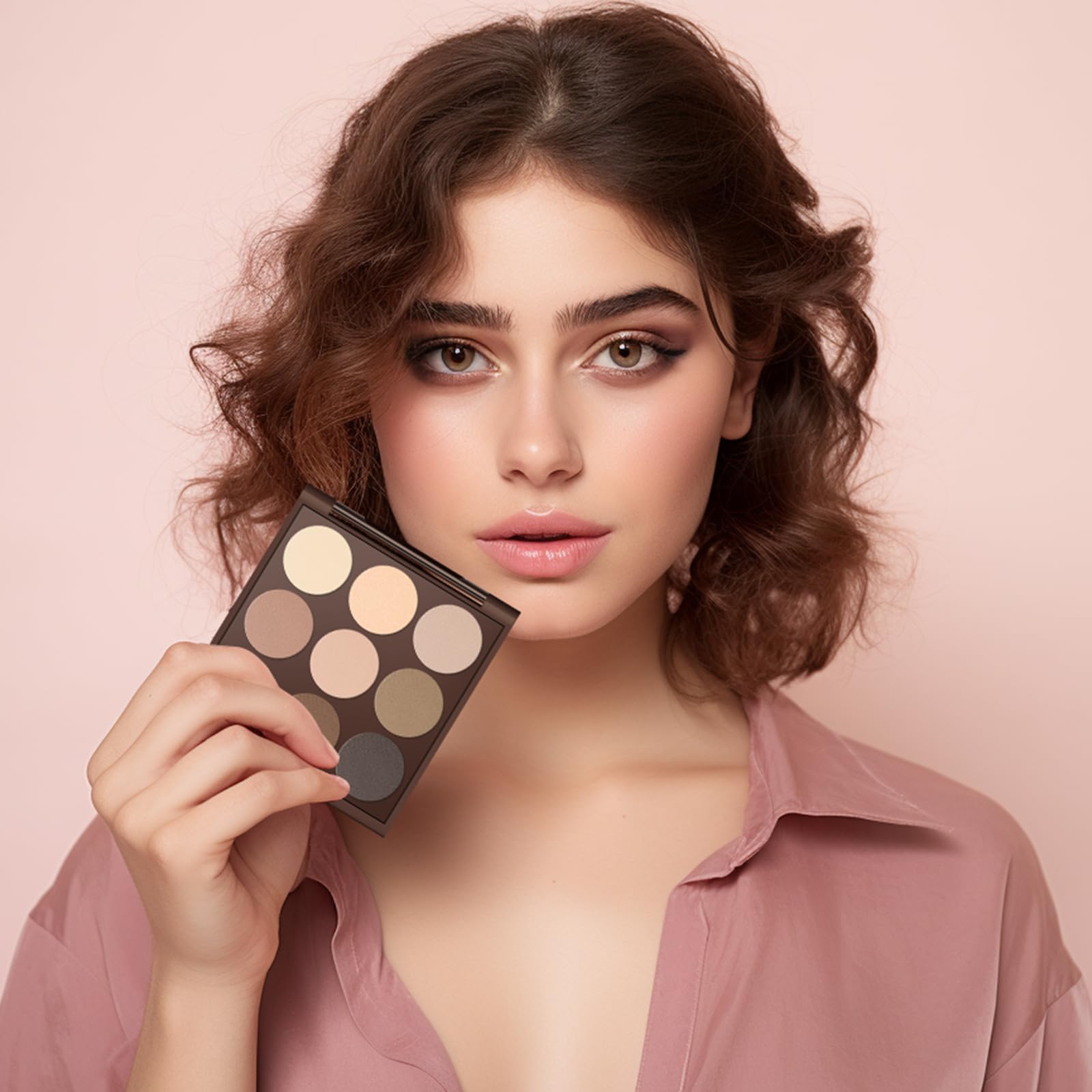 MYSTER ROSEY Neutral Eyeshadow Palette longwear waterproof formula stays put.