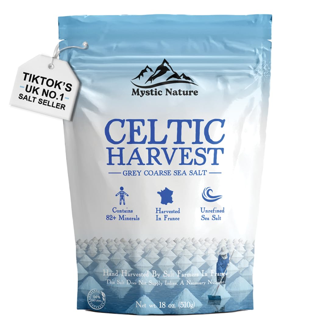 Mystic Nature Celtic Harvest 1lb bag: premium unrefined sea salt for everyday cooking.