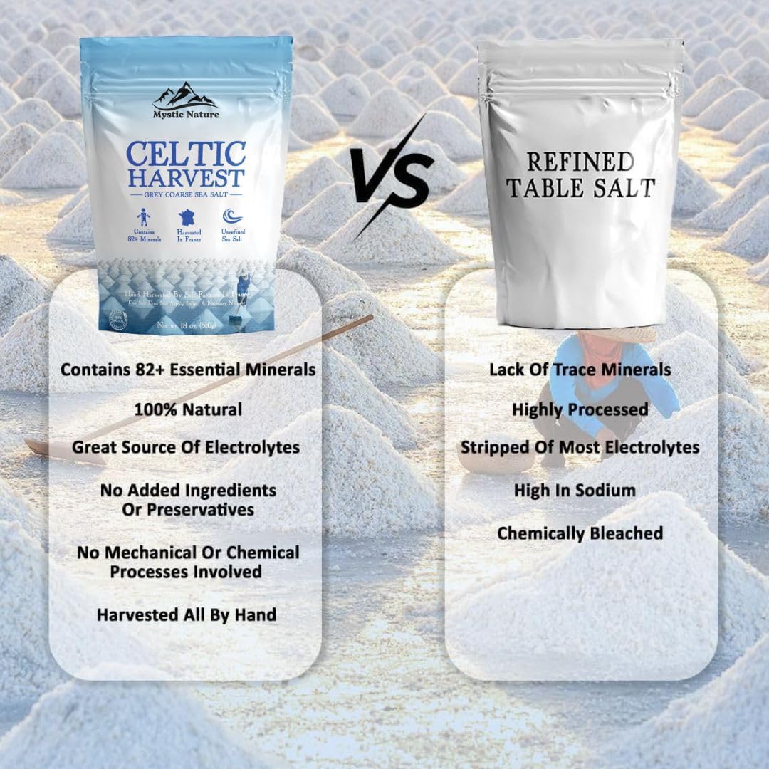 Mystic Nature hand harvested salt from French farms delivers pure, authentic flavor.