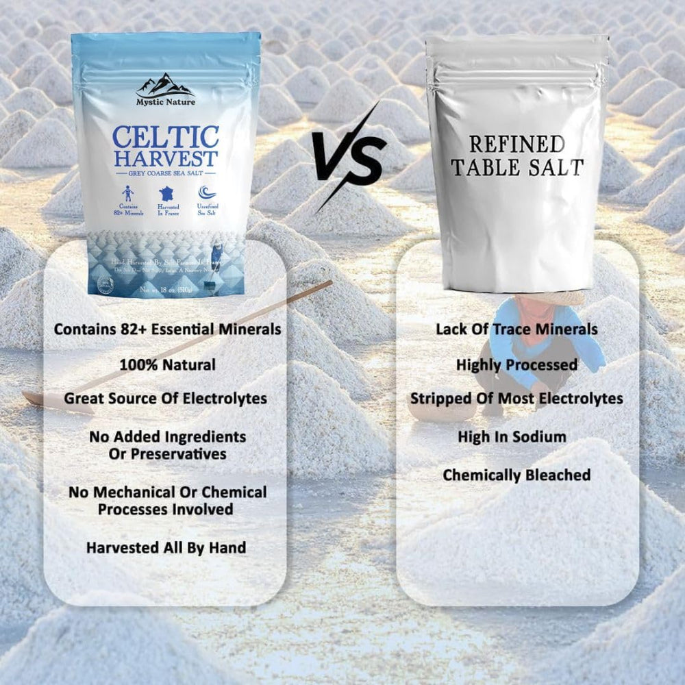 Mystic Nature hand harvested salt from French farms delivers pure, authentic flavor.