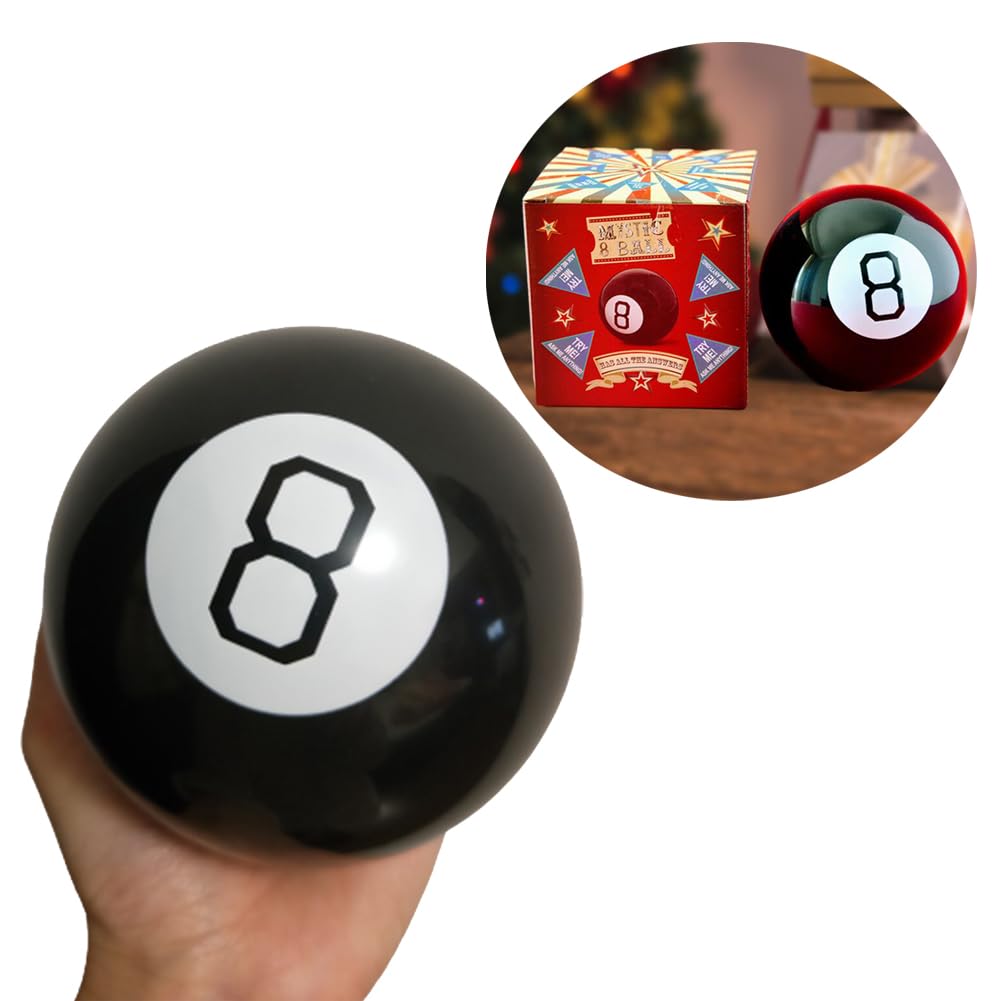 Mystic 8 Ball side view with glossy black finish for immersive fortune-telling vibes